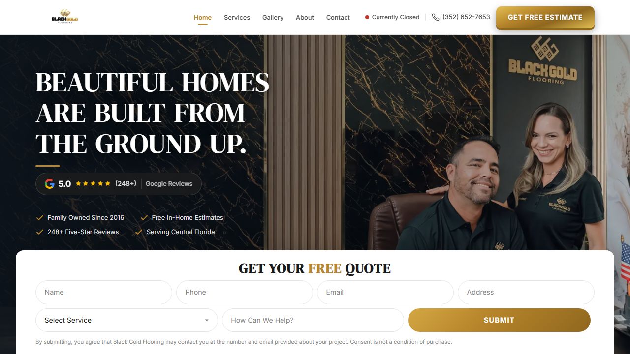 Black Gold Flooring, website by Henrique Rodrigues